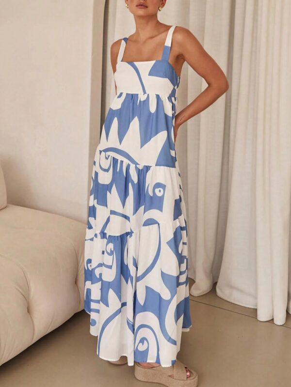 Vestido Largo Casual de Vacaciones con Estampado Aleatorio - Image 5