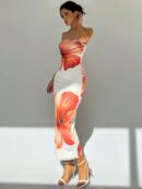 Vestido Tubo Sin Mangas con Estampado Especial y Cintura Alta