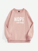 Sudadera Casual con Estampado de Letras y Manga Larga