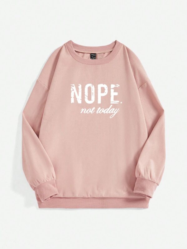 Sudadera Casual con Estampado de Letras y Manga Larga - Image 3