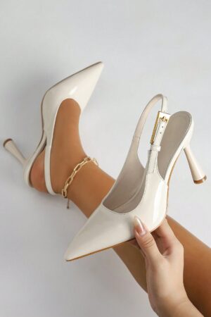 Zapatos de Tacón Alto con Punta Afilada y Tira Trasera