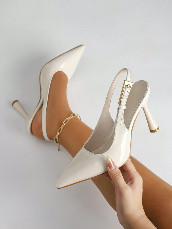 Zapatos de Tacón Alto con Punta Afilada y Tira Trasera