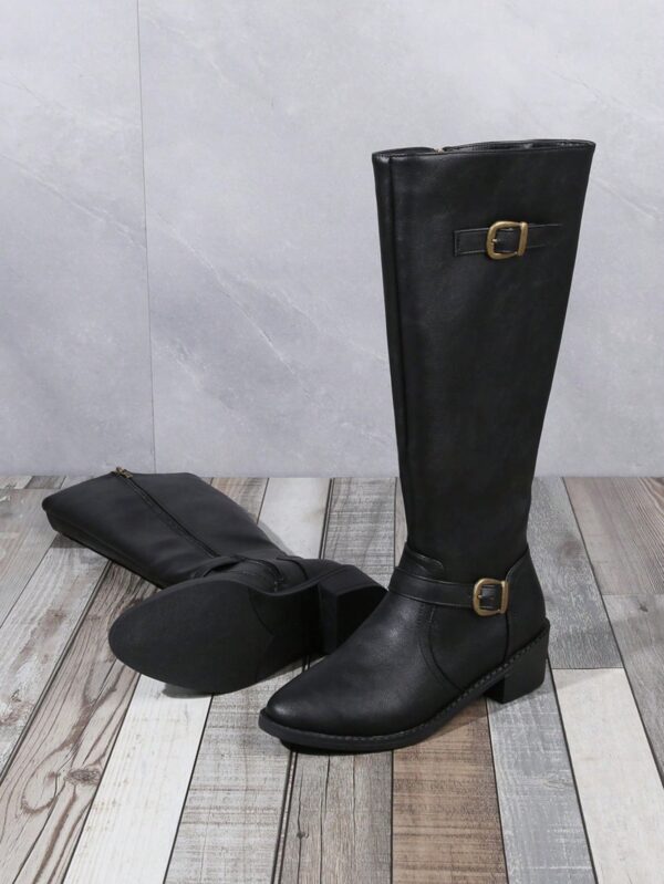 Botas Altas de Montar con Tacón Grueso y Cierre Interno - Image 3