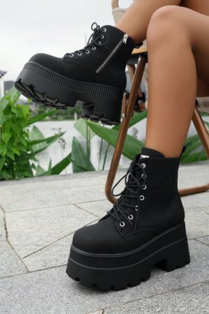 Botas de Plataforma con Cordones para Mujer Talla Grande