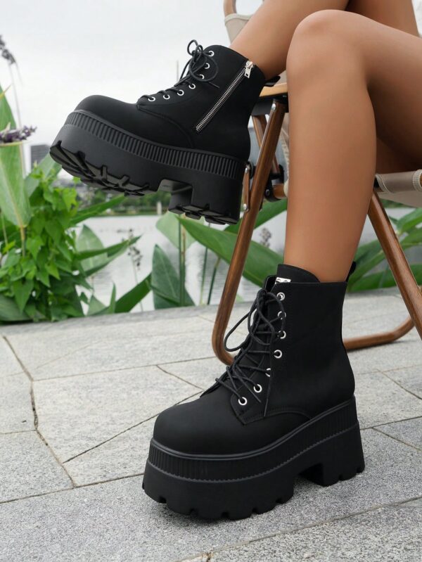 Botas de Plataforma con Cordones para Mujer Talla Grande