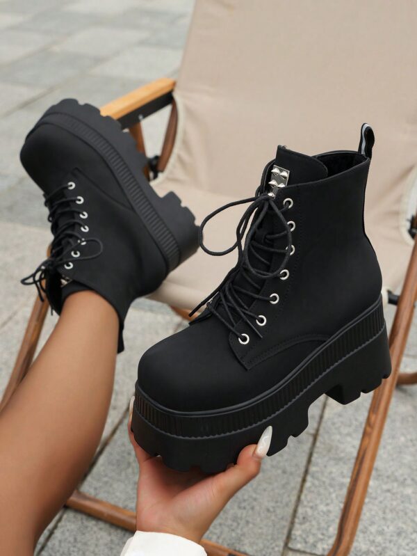 Botas de Plataforma con Cordones para Mujer Talla Grande - Image 4