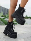 Botas de Plataforma con Cordones para Mujer Talla Grande