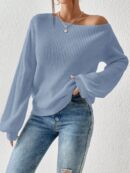 Sweater de Cuello Asimétrico en Punto Cafí Solido