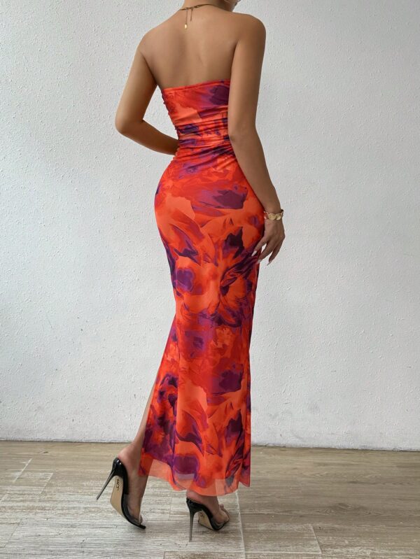 Vestido Strapless Tie Dye con Abertura Lateral y Ruched - Image 69