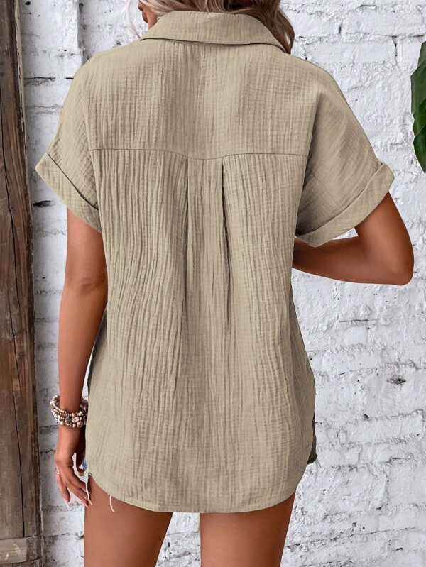 Camisa Azul Marino con Detalles Texturados y Mangas Batwing - Image 33