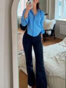 Blusa de Mujer Larga y Simple con Mangas Largas