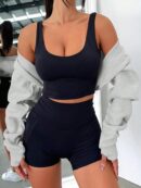 Chaqueta Crop de Manga Larga Abierta al Frente
