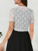 Bolero Shrug Casual de Verano con Encaje Camellia y Manga Corta
