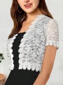 Bolero Shrug Casual de Verano con Encaje Camellia y Manga Corta