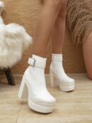 Botas Cortas de Mujer con Hebilla Unica Estilo Britanico