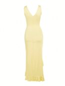 Vestido de Verano con Escote V, Detalles Fruncidos y Abertura