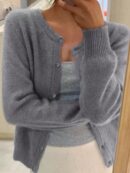 Cardigan Botones Frontales Manga Larga para Primavera y Otoño