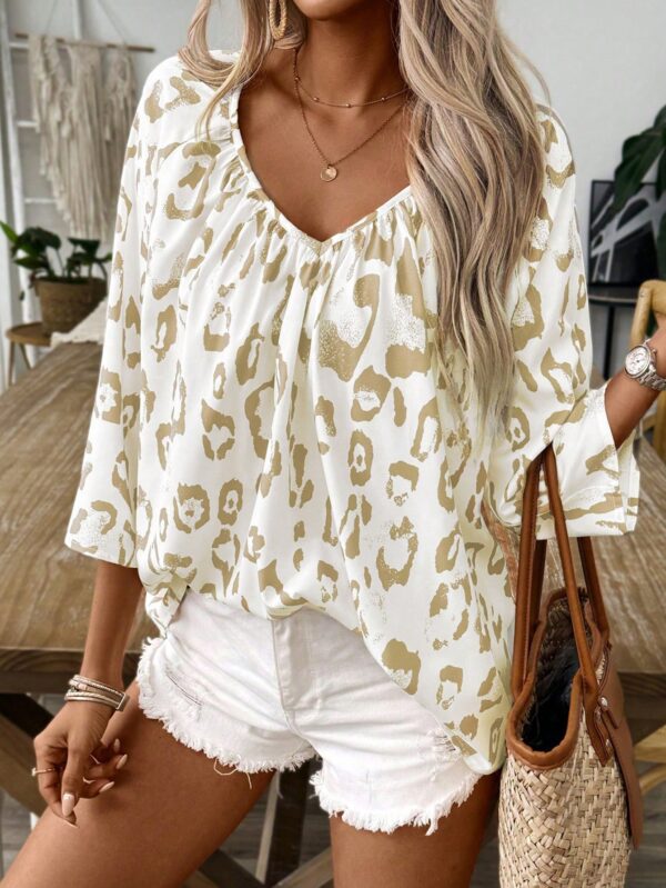Blusa Bohemia con Cuello V y 3/4 de Manga