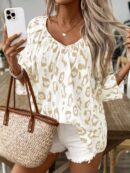 Blusa Bohemia con Cuello V y 3/4 de Manga