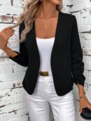 Chaqueta Elegante Negra con Mangas Plisadas Largas