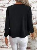 Chaqueta Elegante Negra con Mangas Plisadas Largas