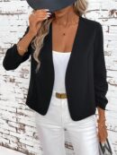 Chaqueta Elegante Negra con Mangas Plisadas Largas