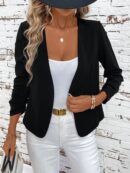 Chaqueta Elegante Negra con Mangas Plisadas Largas