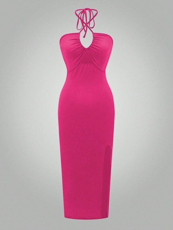 Vestido Largo Halter Sin Mangas con Espalda Descubierta y Abertura Lateral - Image 24