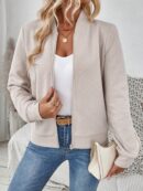 Chaqueta Tejida Jacquard Casual en Color Caqui