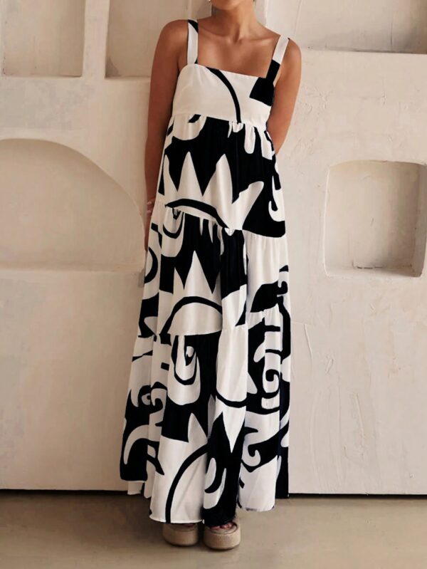 Vestido Largo Casual de Vacaciones con Estampado Aleatorio - Image 7