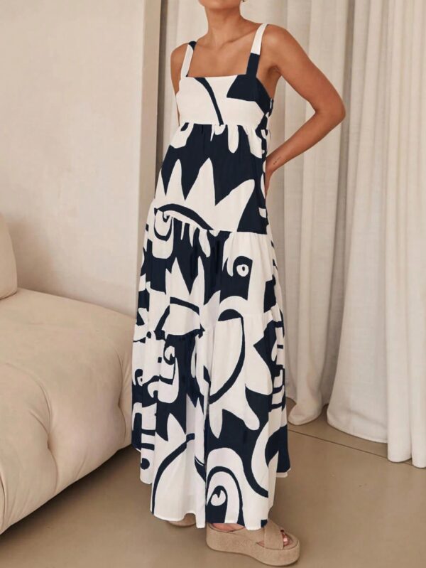Vestido Largo Casual de Vacaciones con Estampado Aleatorio - Image 9
