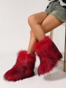 Botas de Nieve Peludas de Caña Media para Mujer