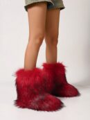 Botas de Nieve Peludas de Caña Media para Mujer
