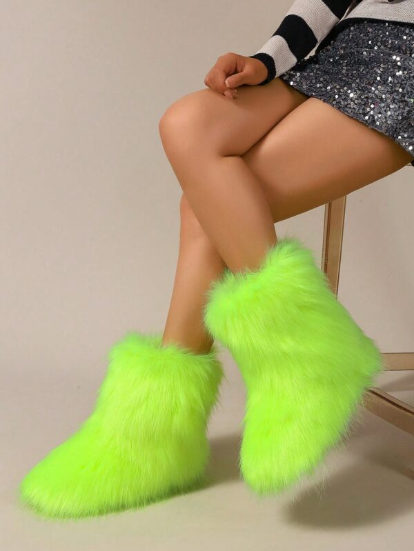 Botas de Nieve Peludas de Caña Media para Mujer - Image 15
