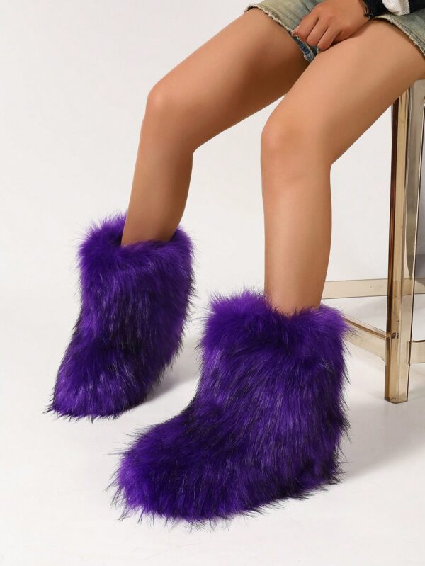 Botas de Nieve Peludas de Caña Media para Mujer - Image 26