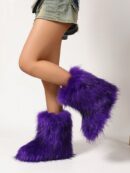 Botas de Nieve Peludas de Caña Media para Mujer