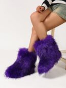 Botas de Nieve Peludas de Caña Media para Mujer