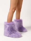 Botas de Nieve Peludas de Caña Media para Mujer