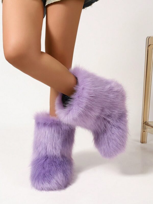 Botas de Nieve Peludas de Caña Media para Mujer - Image 35