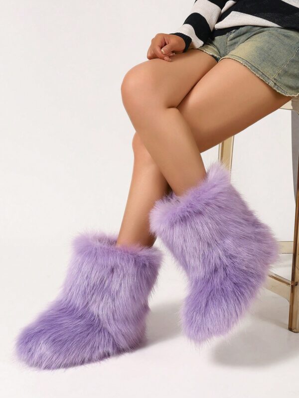 Botas de Nieve Peludas de Caña Media para Mujer - Image 33