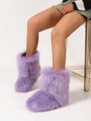 Botas de Nieve Peludas de Caña Media para Mujer