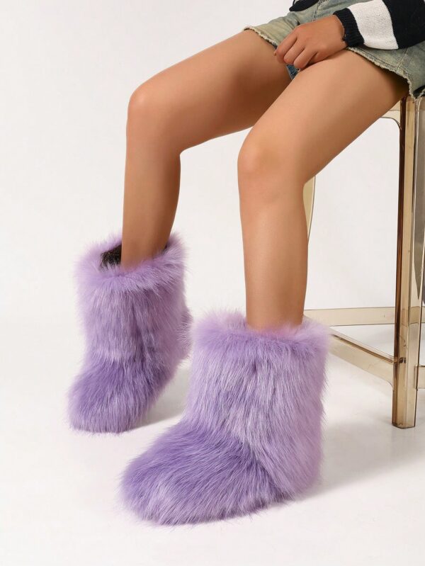 Botas de Nieve Peludas de Caña Media para Mujer - Image 31