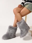 Botas de Nieve Peludas de Caña Media para Mujer