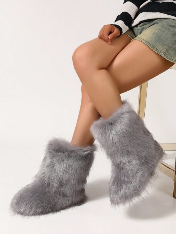 Botas de Nieve Peludas de Caña Media para Mujer - Image 37