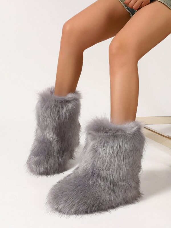 Botas de Nieve Peludas de Caña Media para Mujer - Image 36