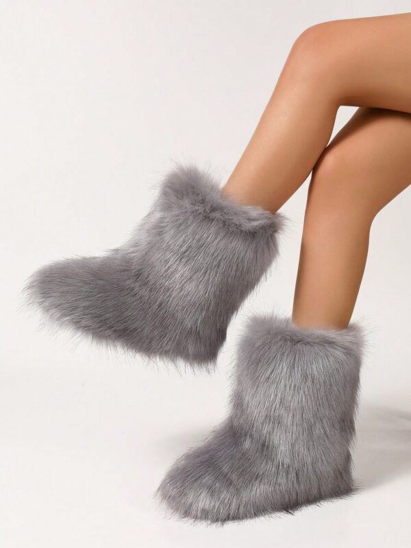 Botas de Nieve Peludas de Caña Media para Mujer - Image 39