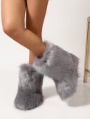 Botas de Nieve Peludas de Caña Media para Mujer