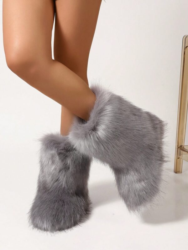 Botas de Nieve Peludas de Caña Media para Mujer - Image 38