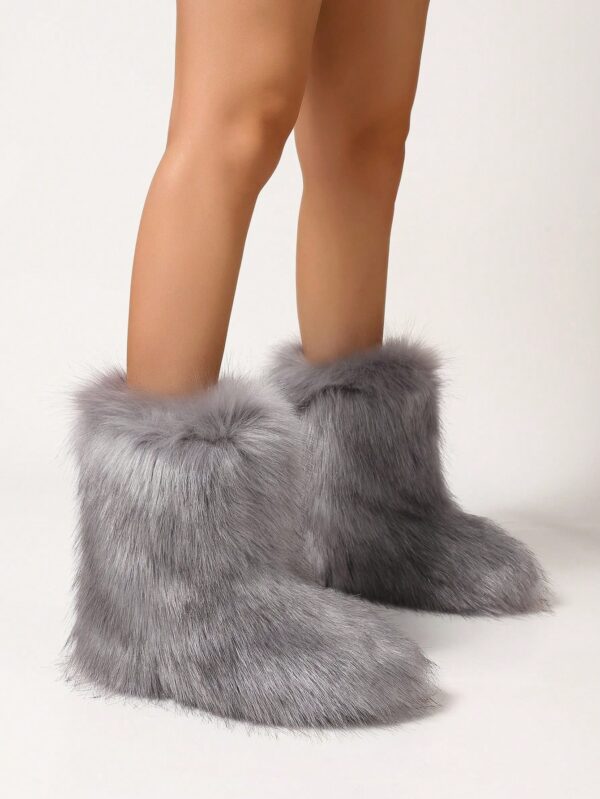 Botas de Nieve Peludas de Caña Media para Mujer - Image 40