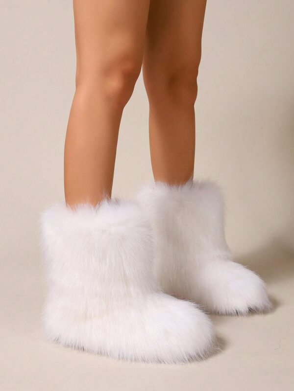 Botas de Nieve Peludas de Caña Media para Mujer - Image 59